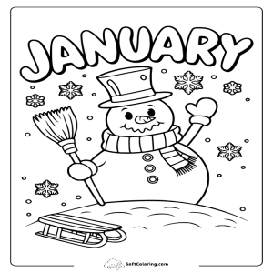 January Polar Bear Coloring Pages | Softcoloring