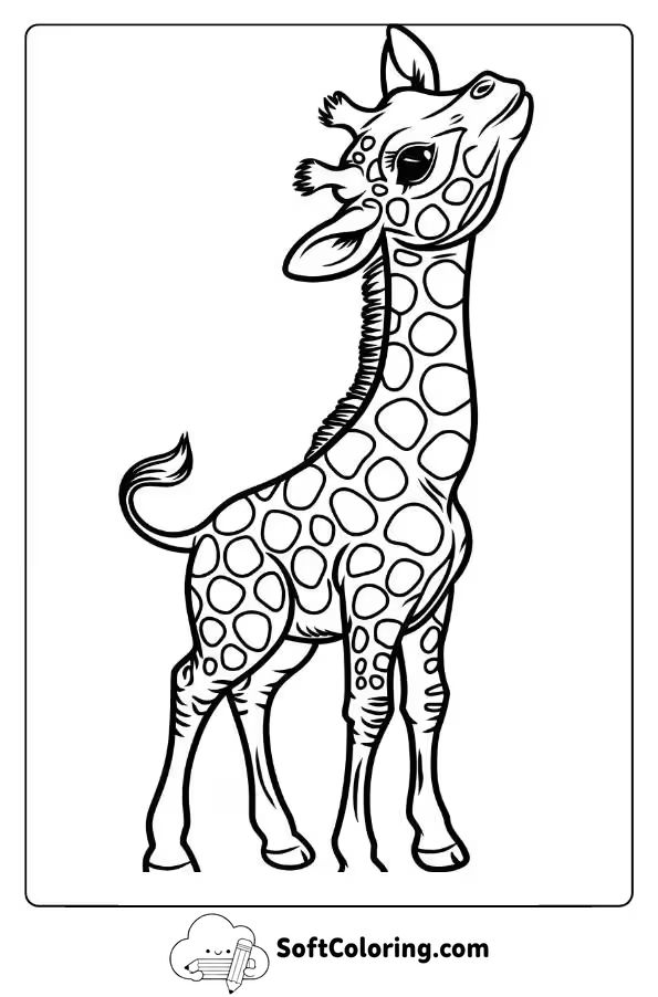 A Baby Giraffe Stretching its Neck