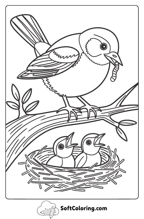 A Bird Gathering Food for Its Babies