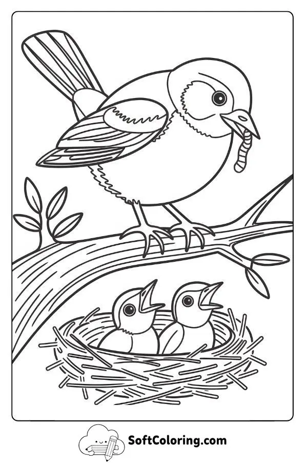 A Bird Gathering Food For Its Babies