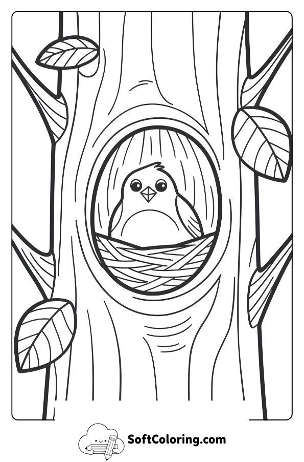 A Colorful Bird Nesting in a Hollow Tree