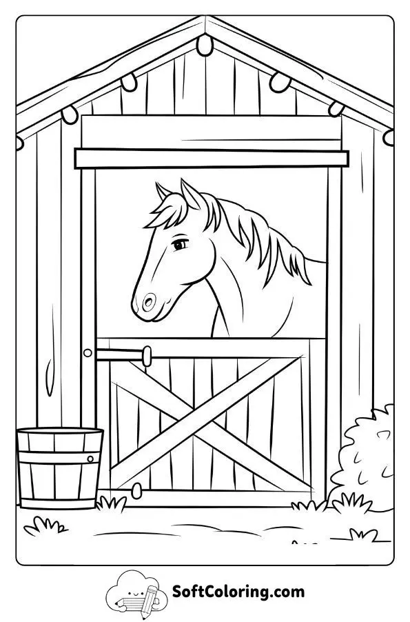 A Farm Horse In A Rustic Stable