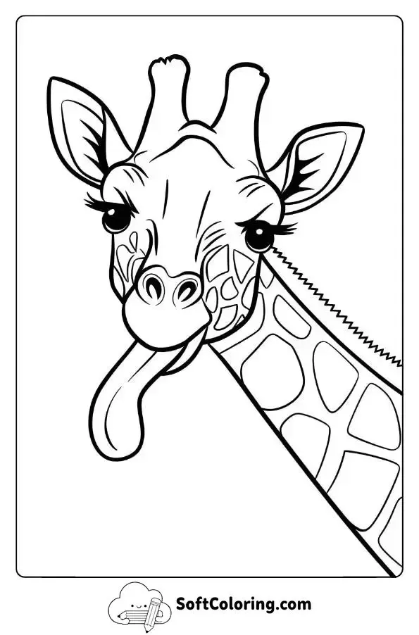 A Giraffe Licking Its Nose