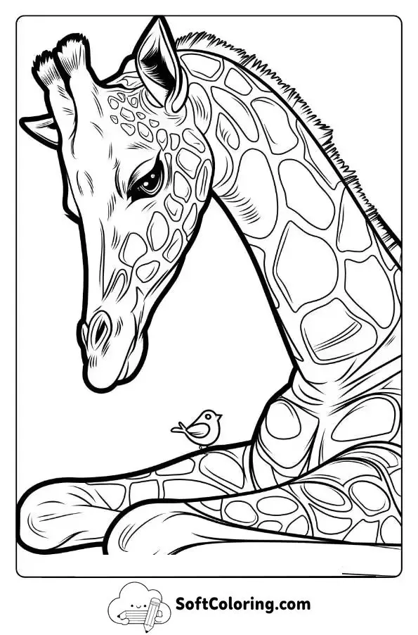 A Giraffe And A Tiny Bird