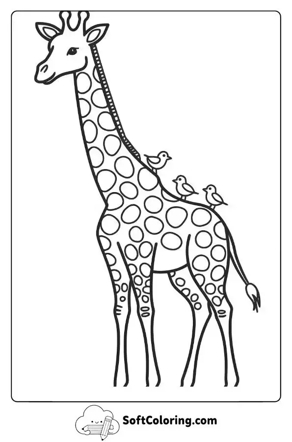 A Giraffe With Birds On Its Back