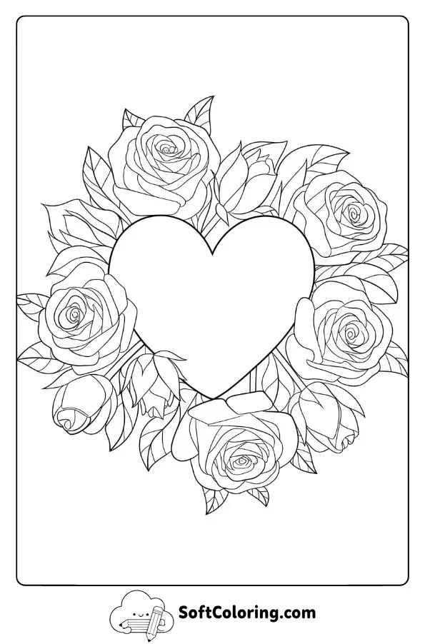 A Heart Surrounded by Blooming Roses