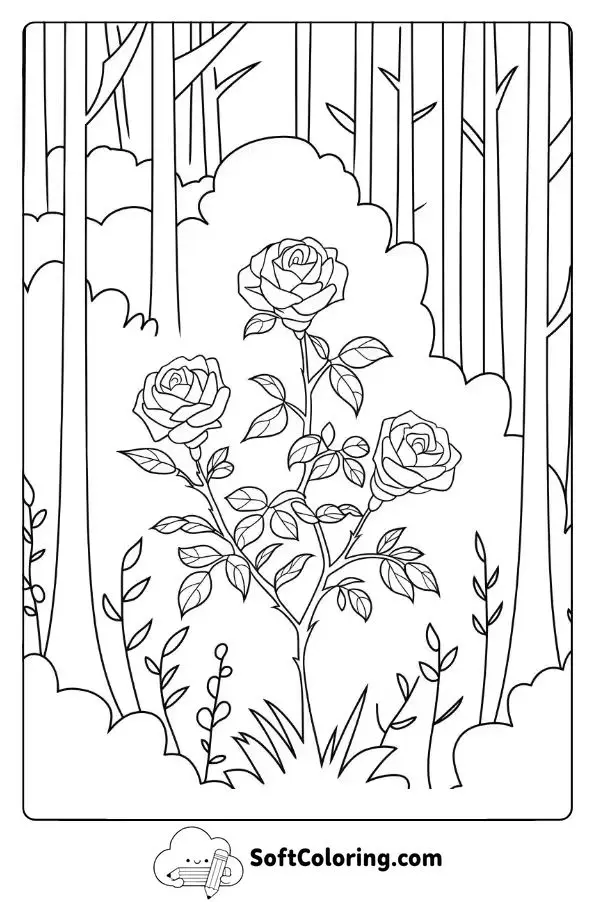 A Rose Bush In The Middle Of The Forest