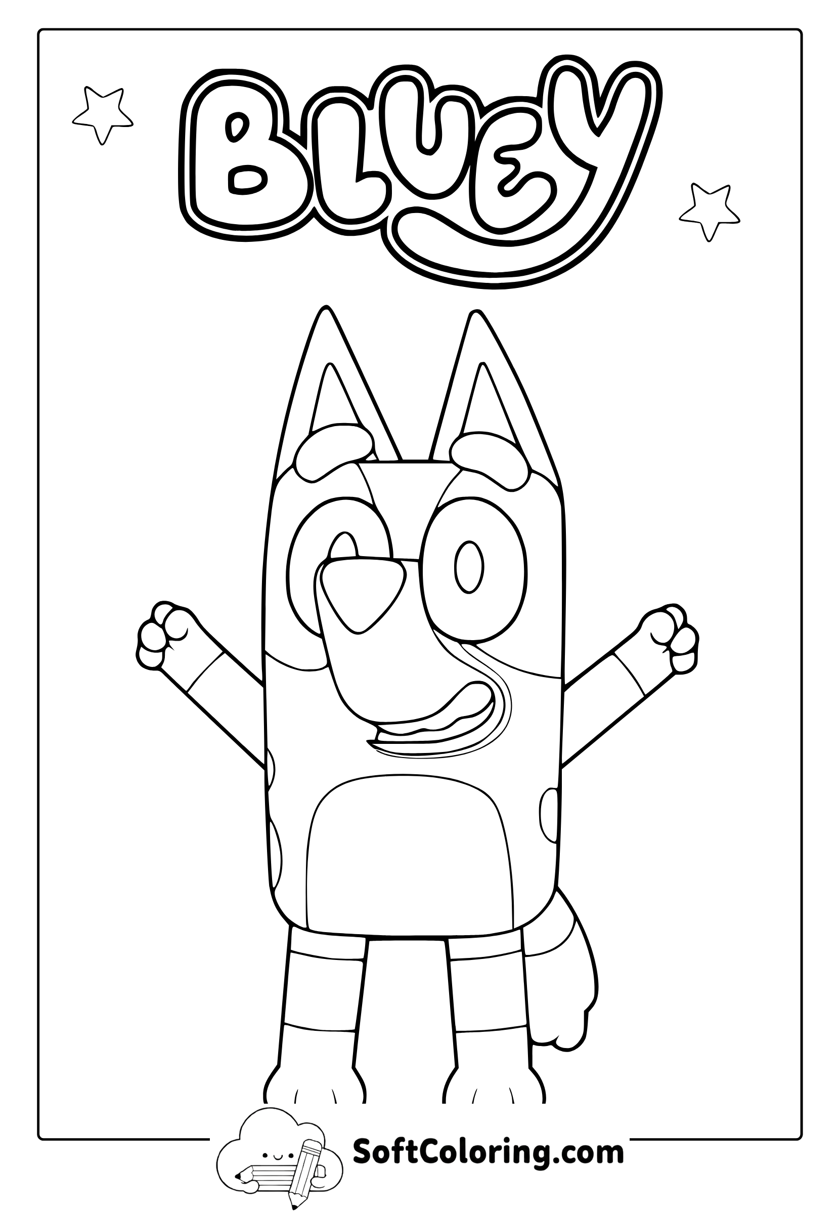 Adorable Bluey Coloring Sheet