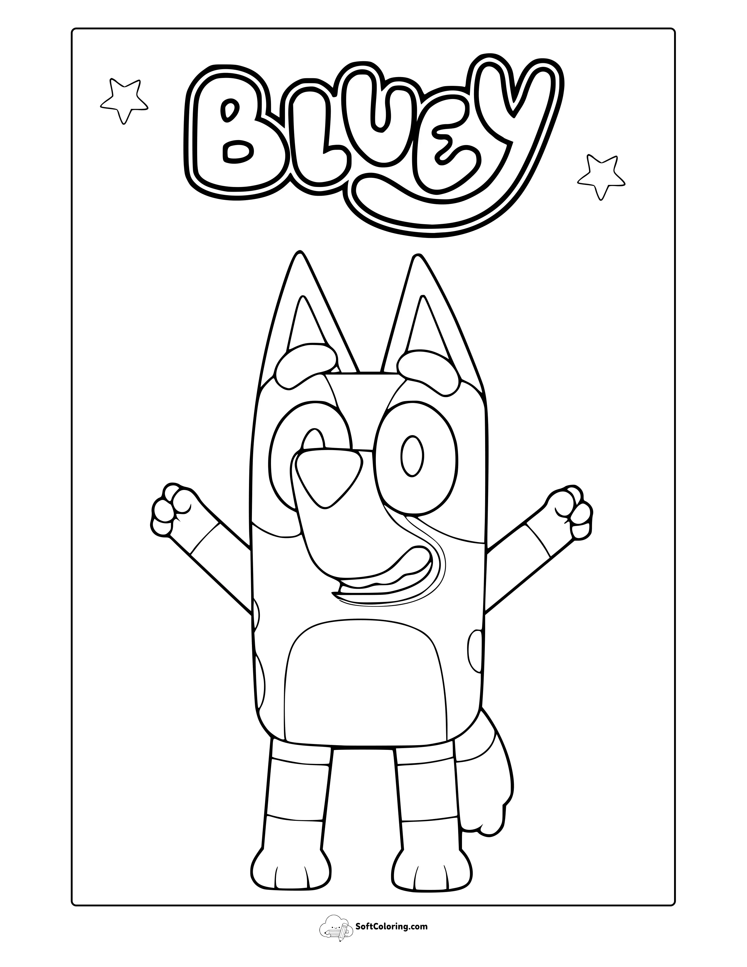 Adorable Bluey Coloring Sheet