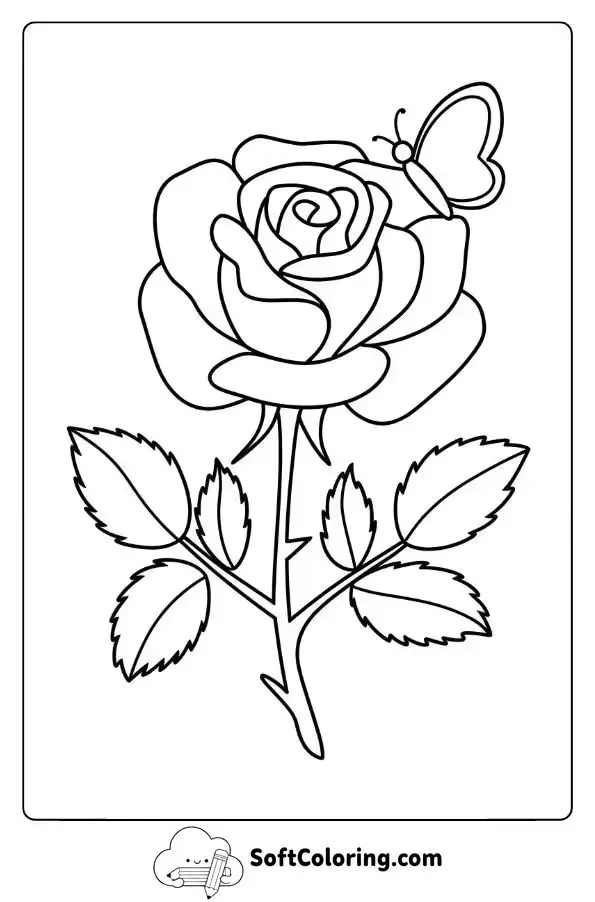 Adorable Rose With A Tiny Butterfly Friend