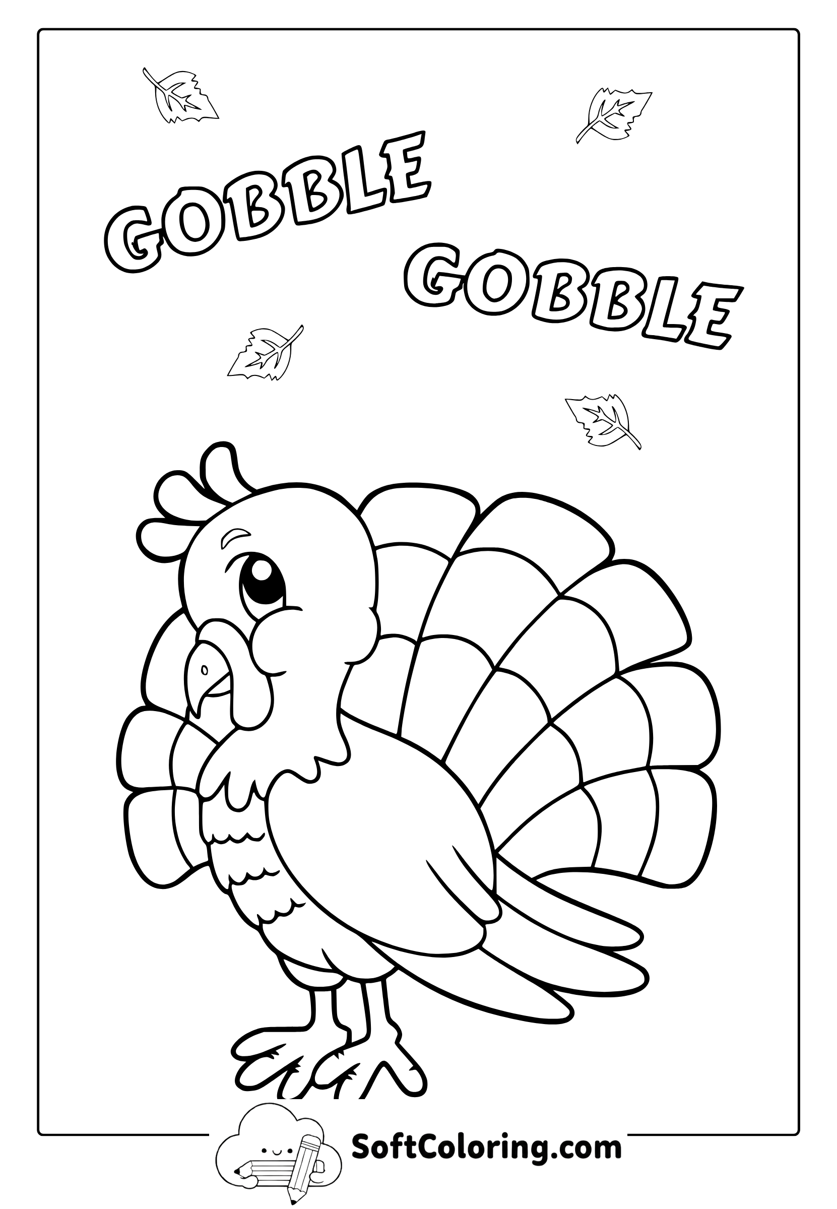 Adorable Thanksgiving Turkey Coloring Page