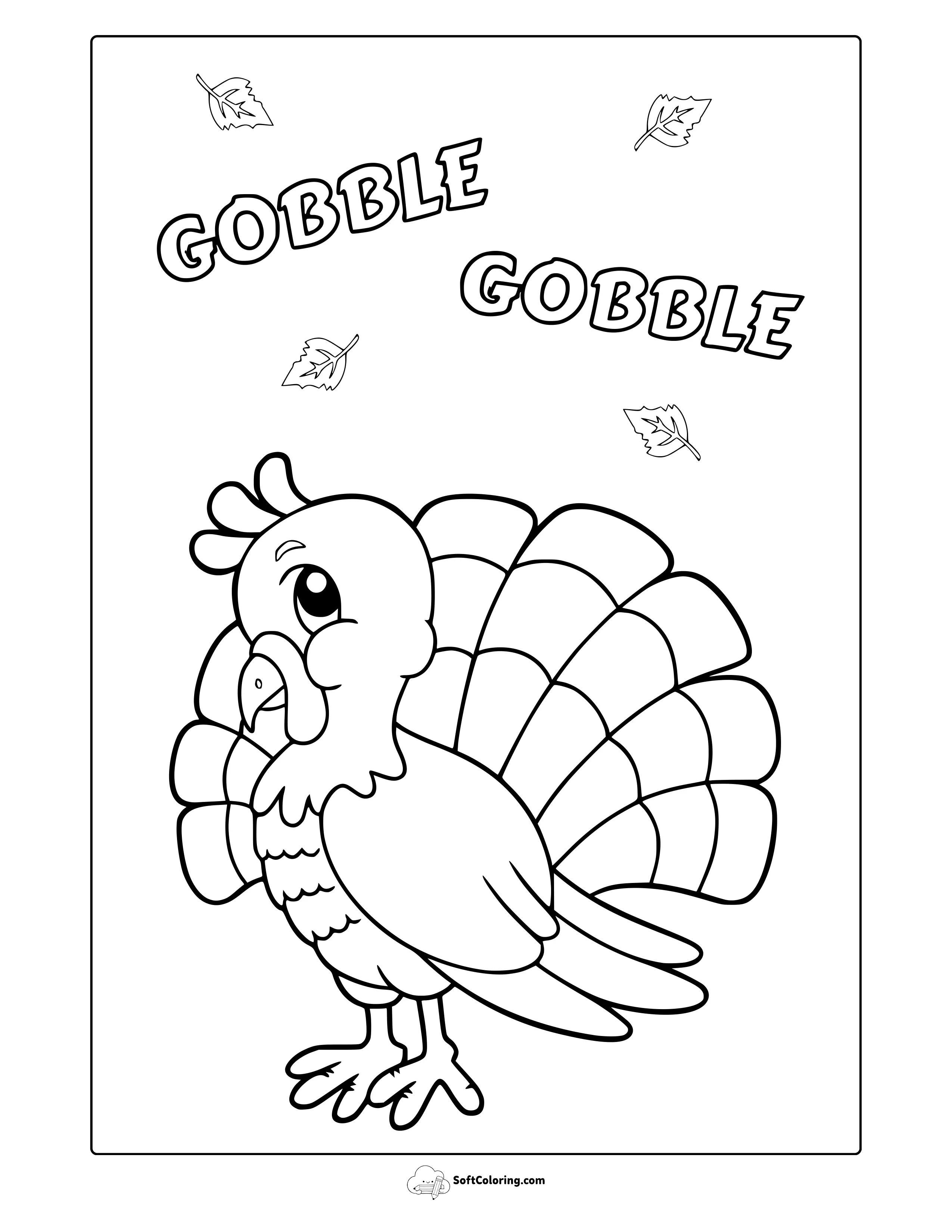 Adorable Thanksgiving Turkey Coloring Page
