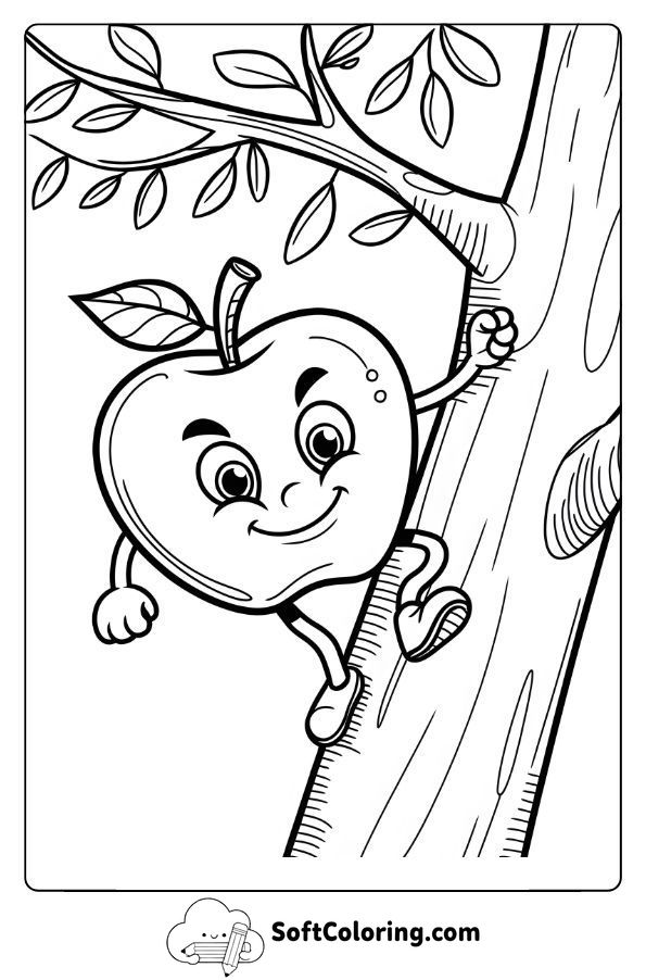 Adventurous Apple Climbing a Tree