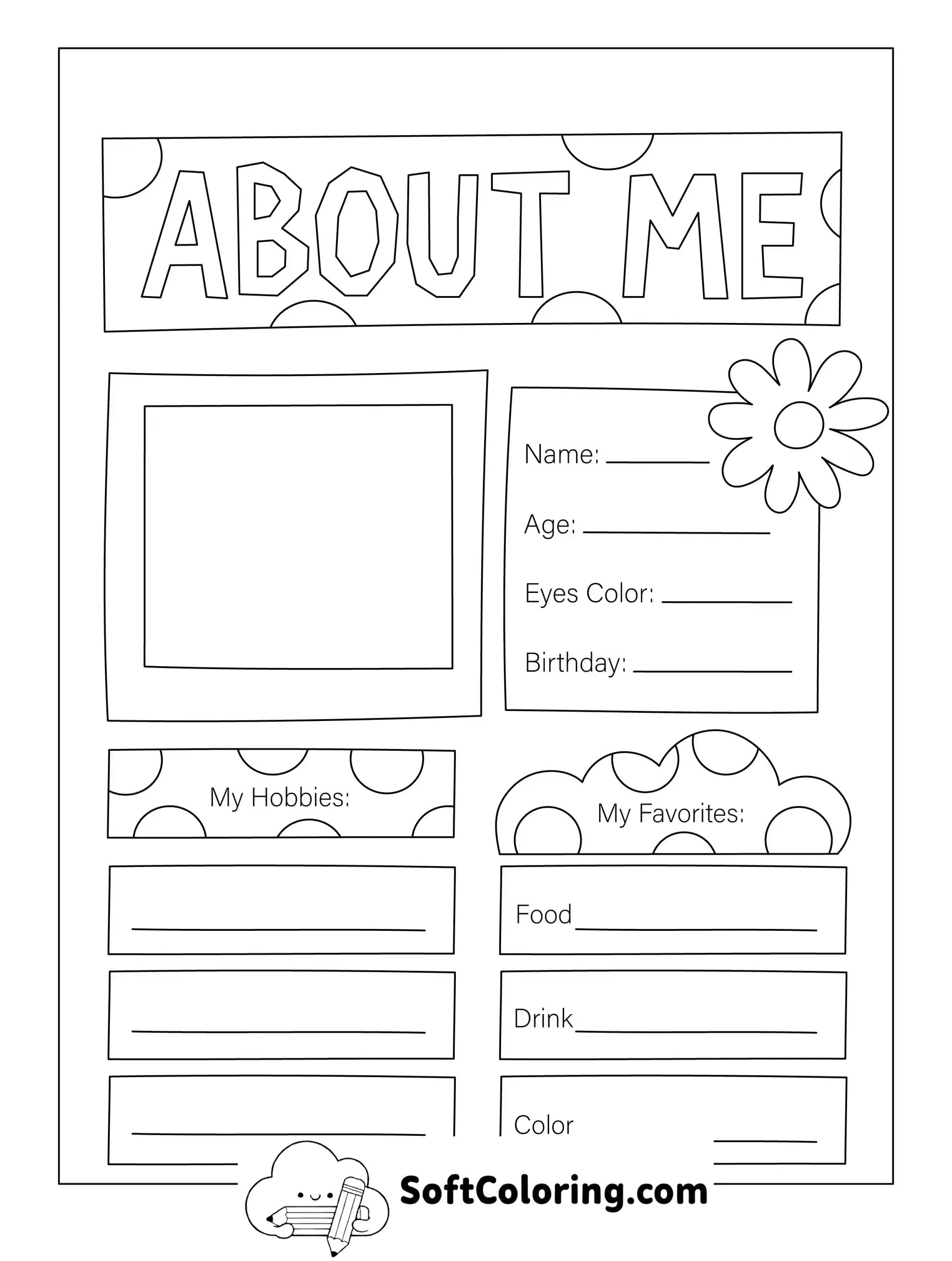 All About Me Drawing Template For Elementary
