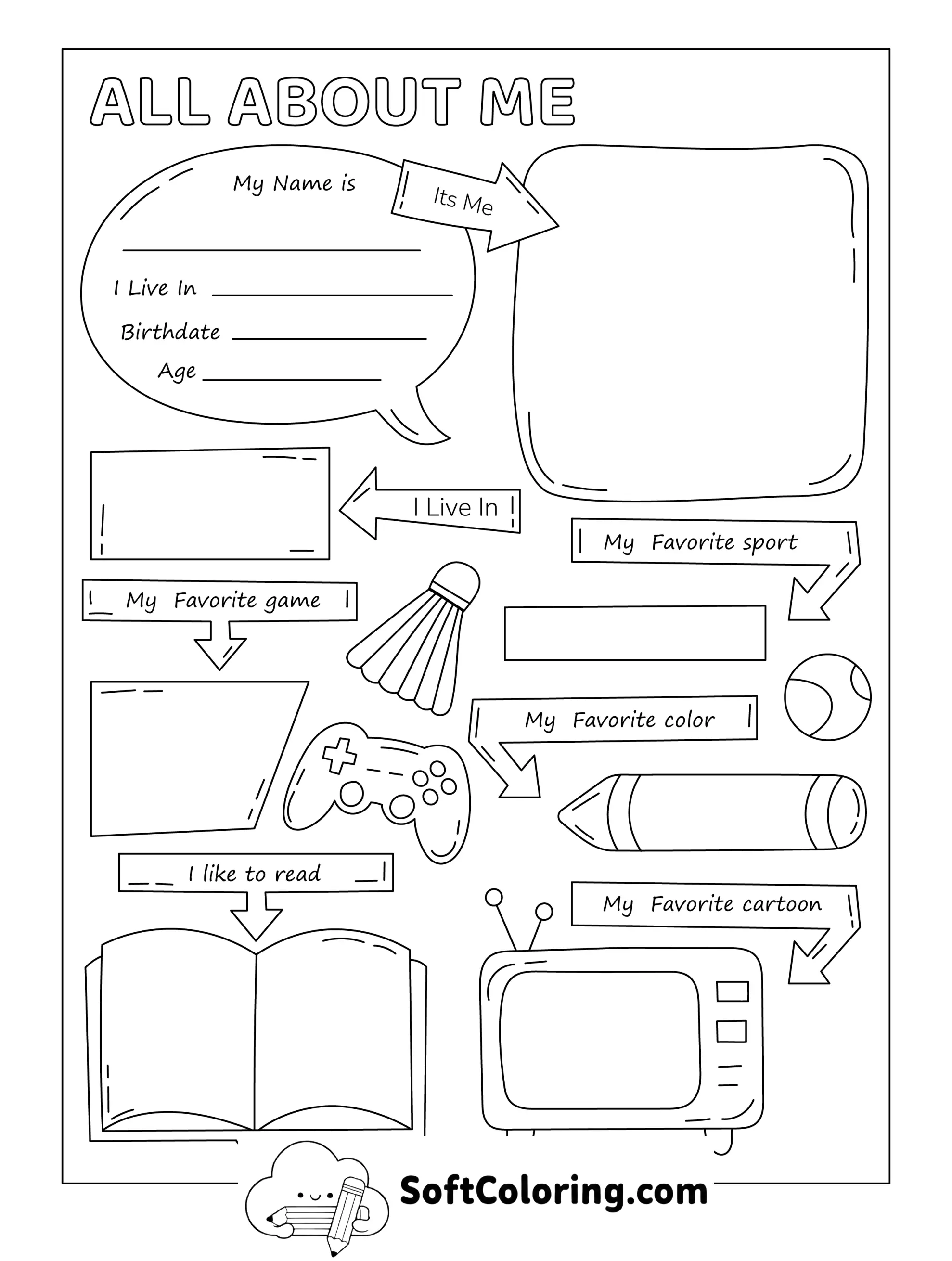 All About Me Worksheet For Boys