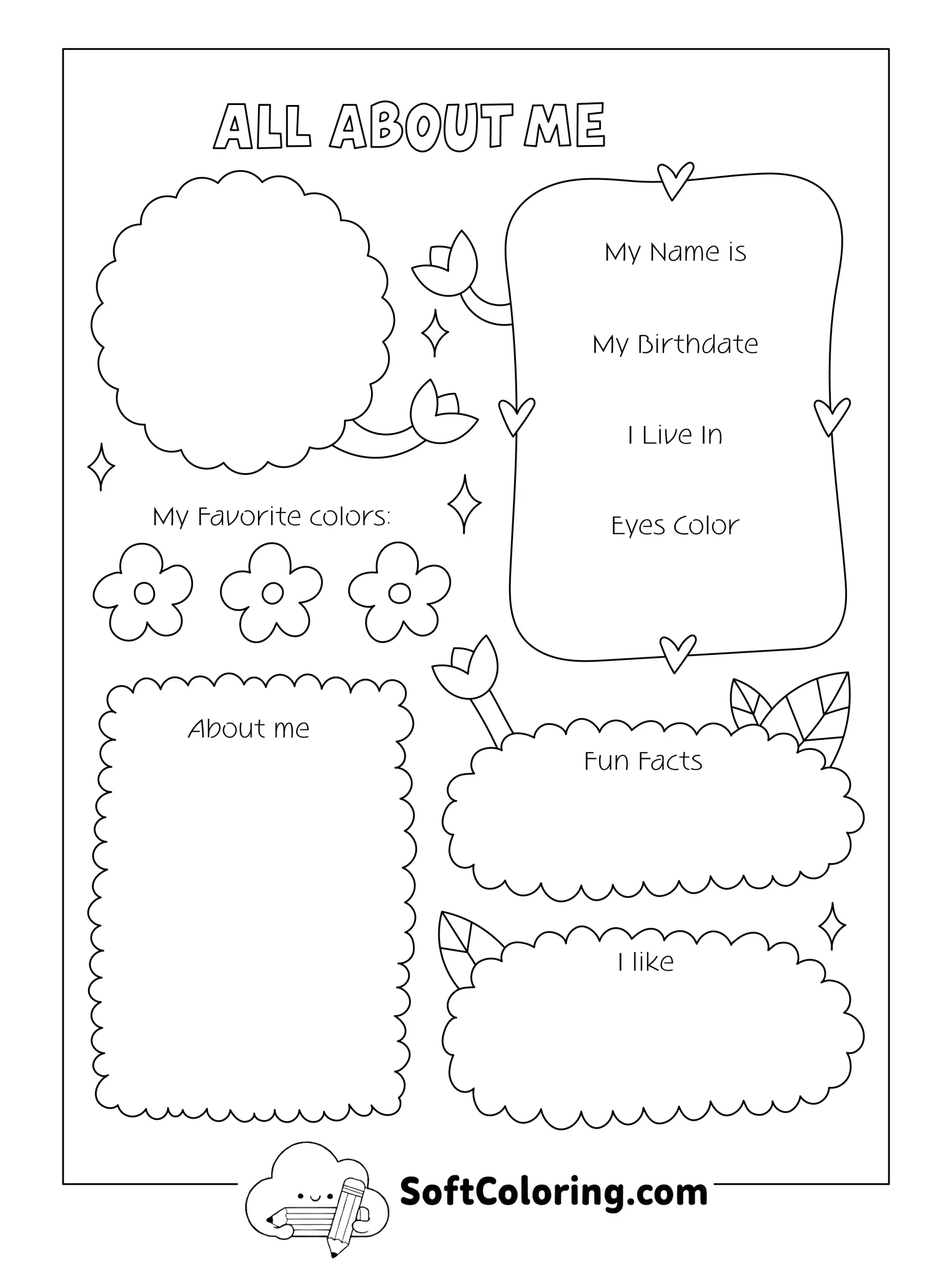 All About Me Worksheet For Girls