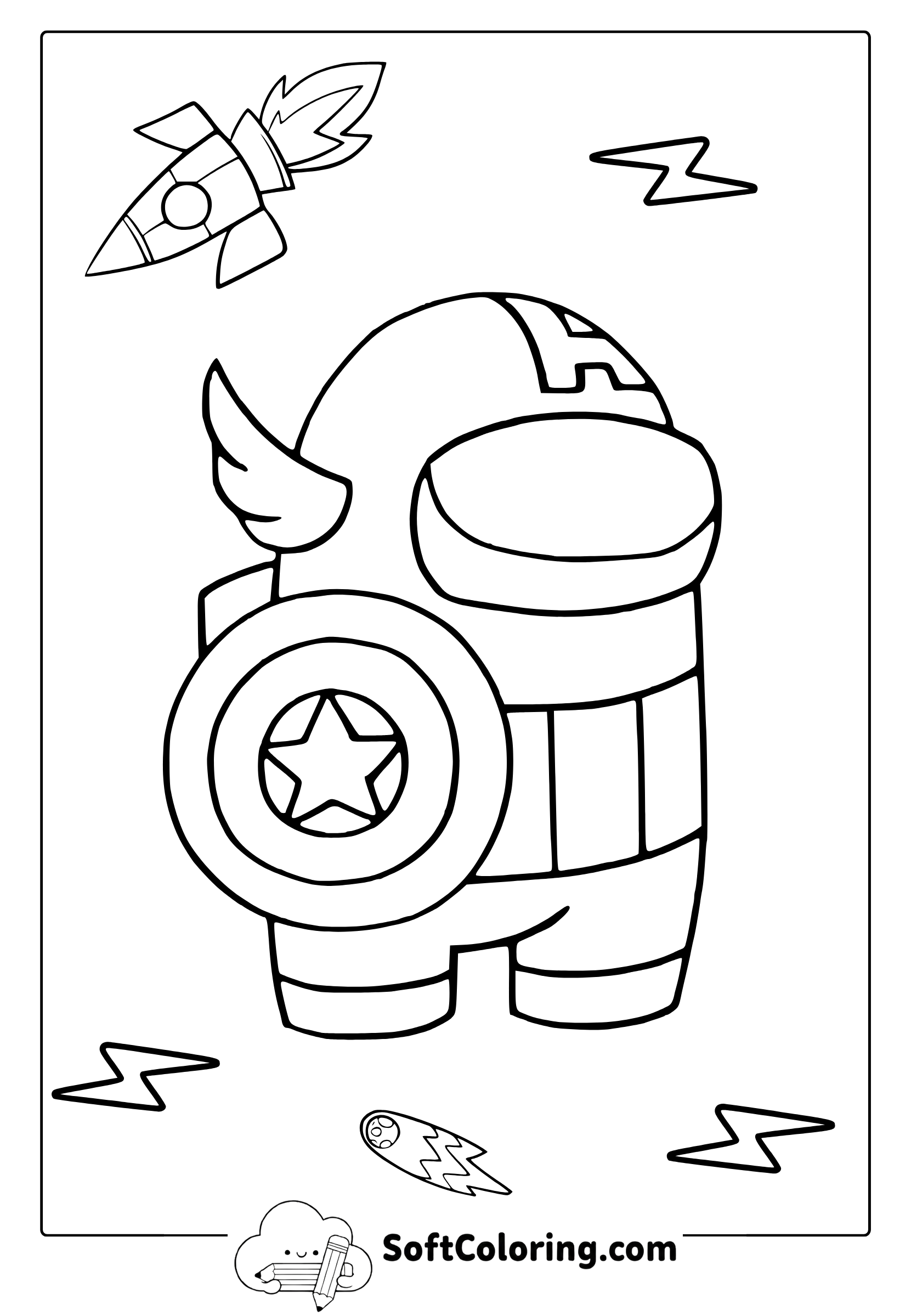 Among Us Captain America Coloring Page