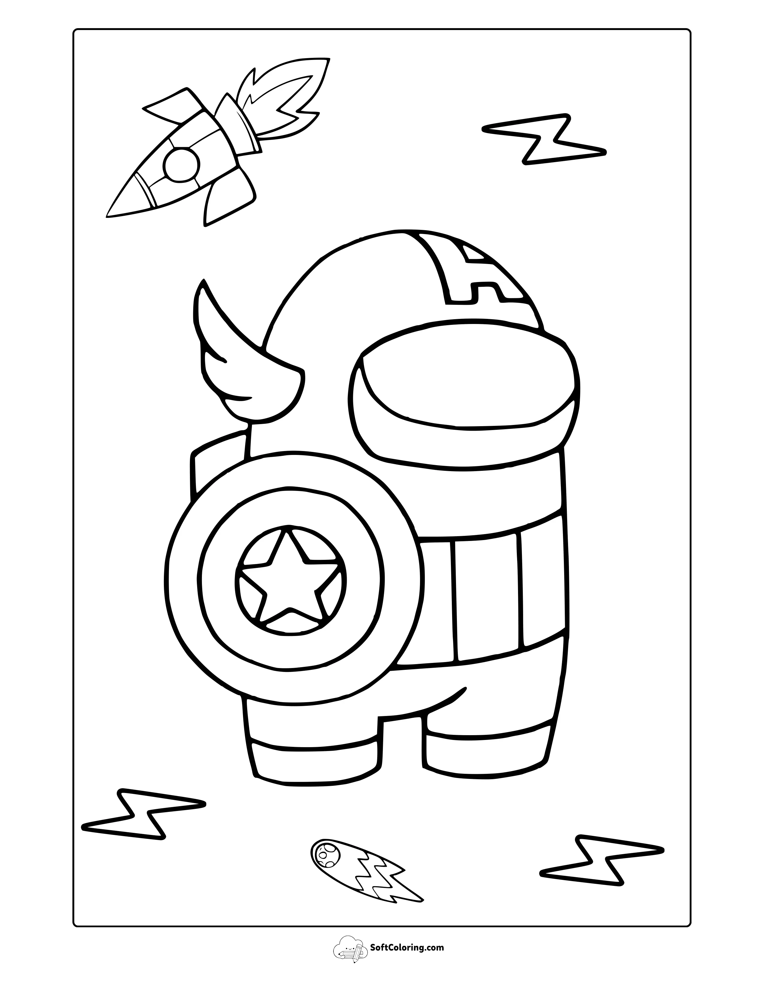 Among Us Captain America Coloring Page