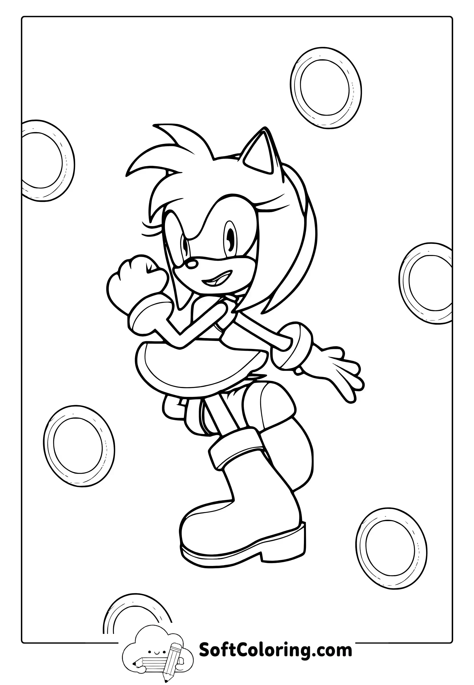Amy Rose From Sonic Coloring Page