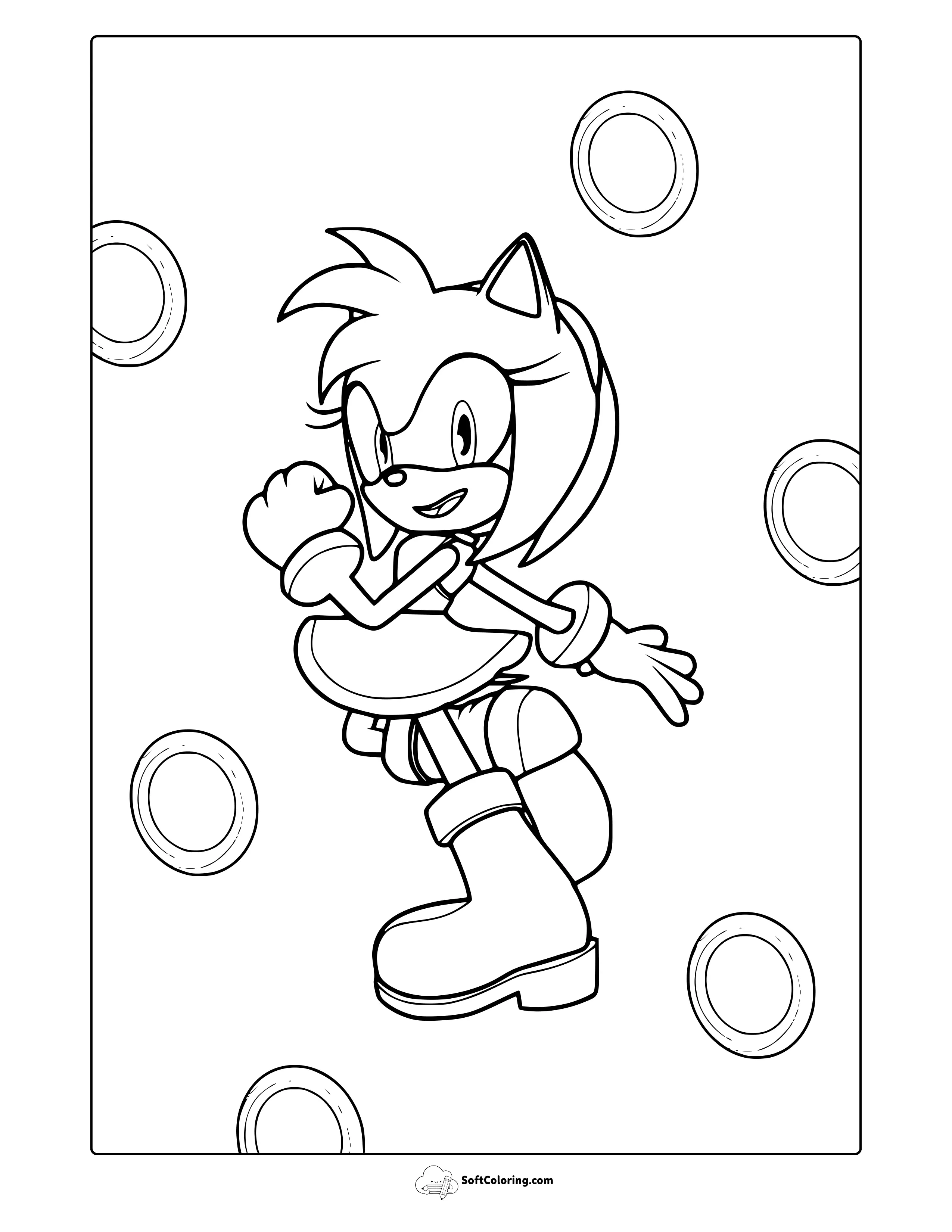 Amy Rose From Sonic Coloring Page