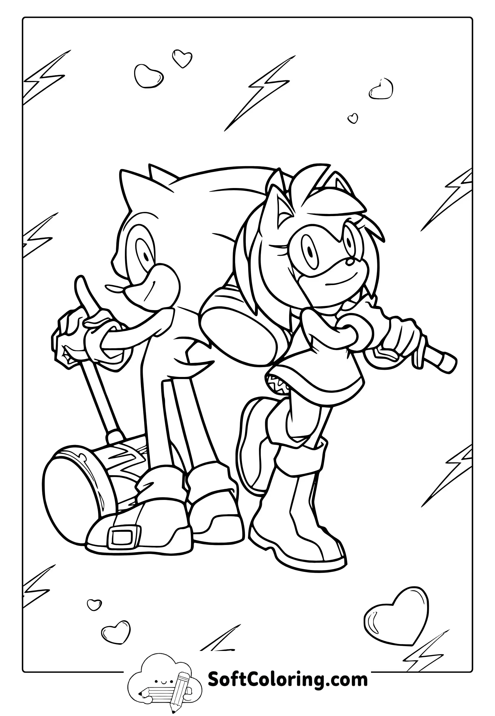 Amy and Sonic Coloring Page