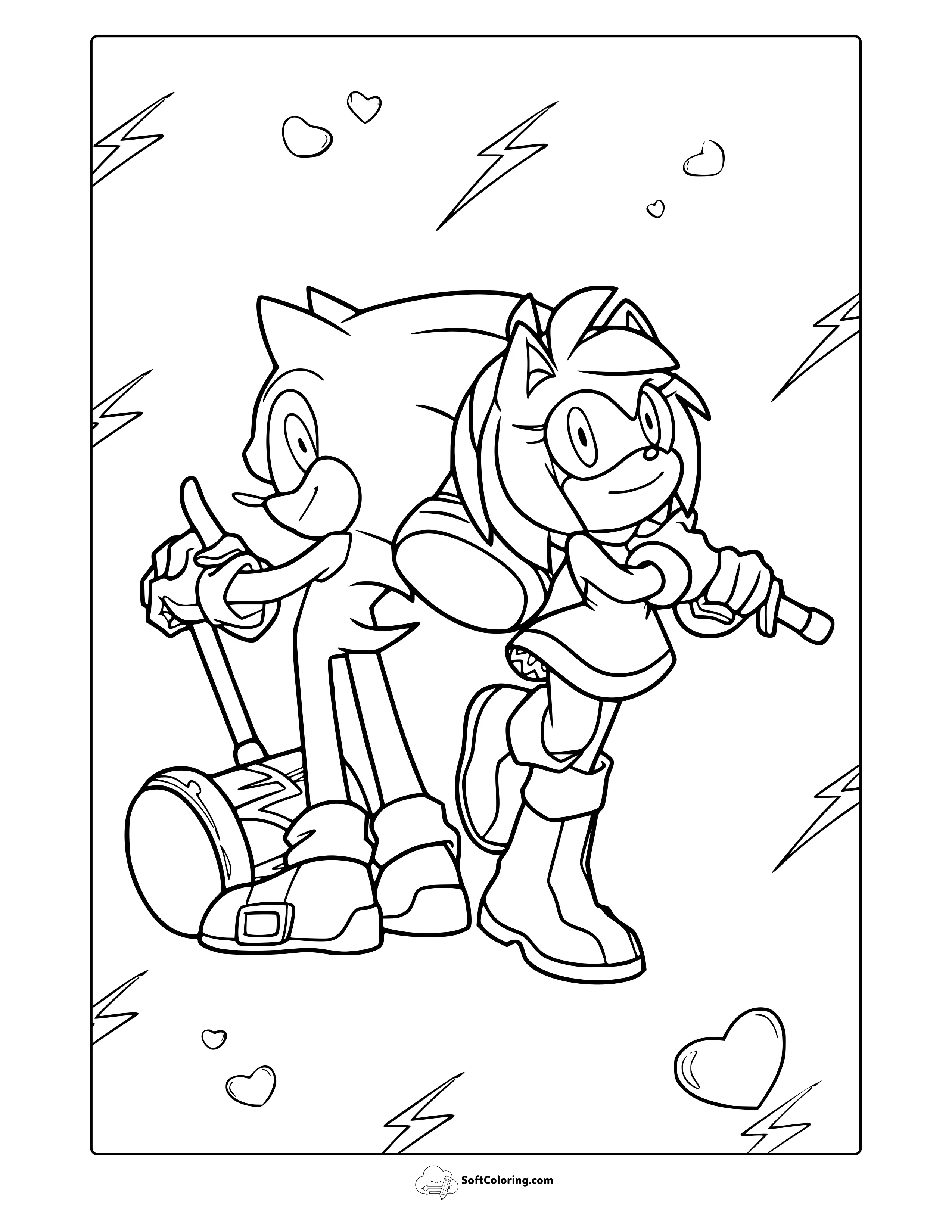 Amy And Sonic Coloring Page