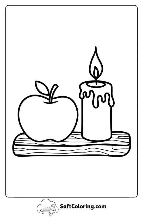 Apple By A Lit Candle In A Rustic Setting