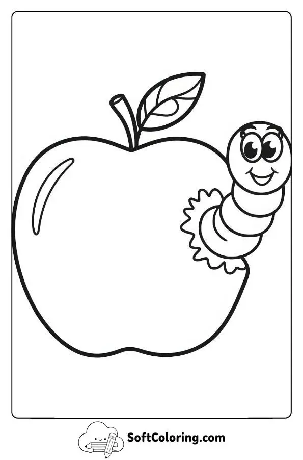 Apple With A Cute Worm Peeking Out