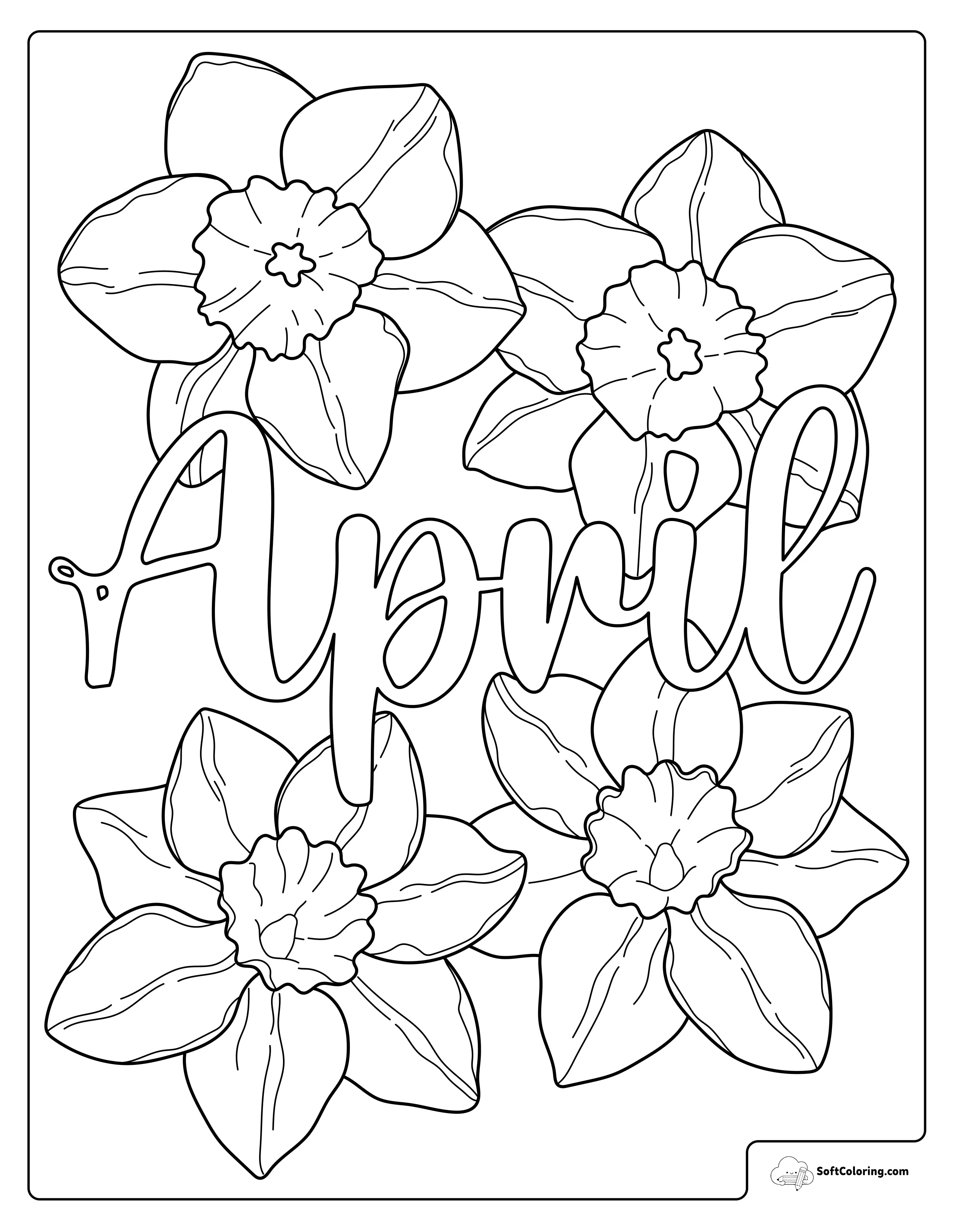 April Flowers Coloring Page