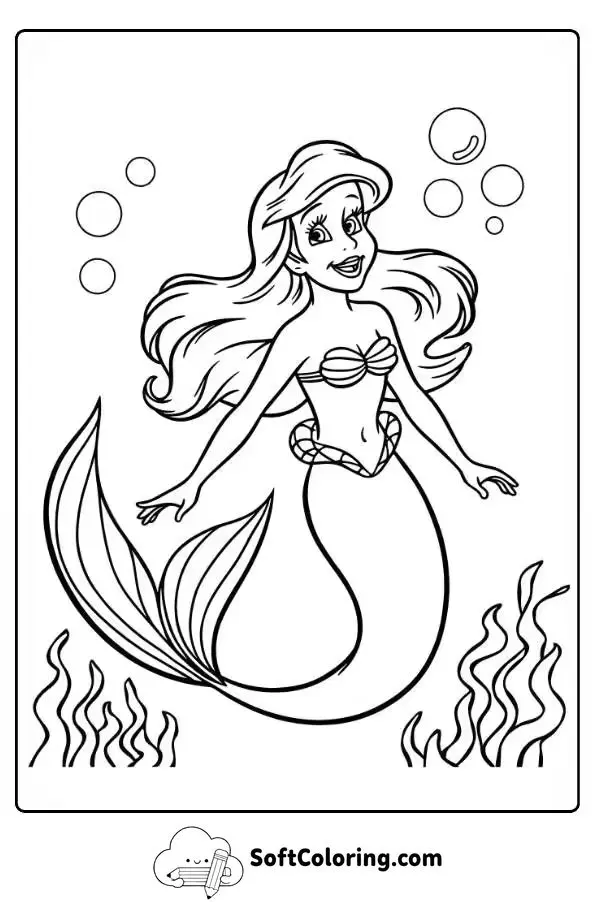 Ariel Mermaid Coloring Page