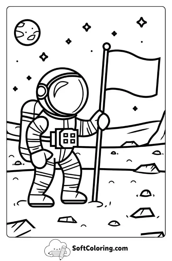 Astronaut Planting A Flag On Mars