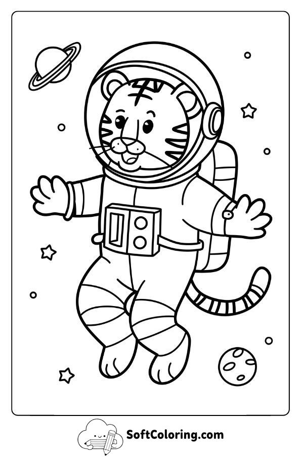 Astronaut Tiger Floating in Space
