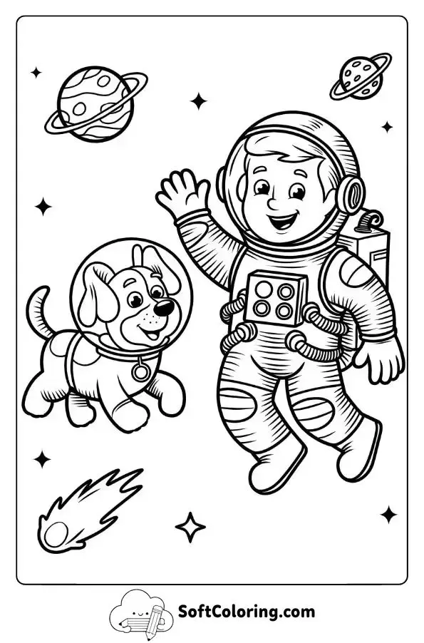 Astronaut And Space Dog Adventure
