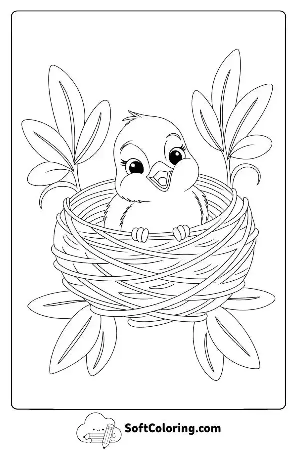 Baby Bird Looking Out From Its Nest