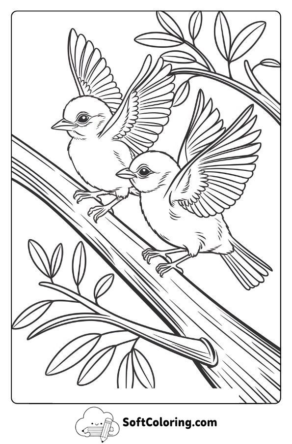 Baby Birds Learning to Fly