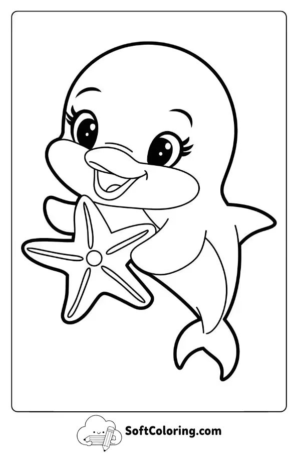 Baby Dolphin Holding a Starfish