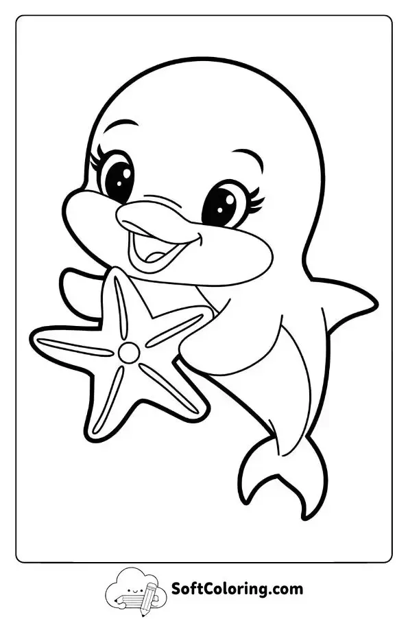 Baby Dolphin Holding A Starfish
