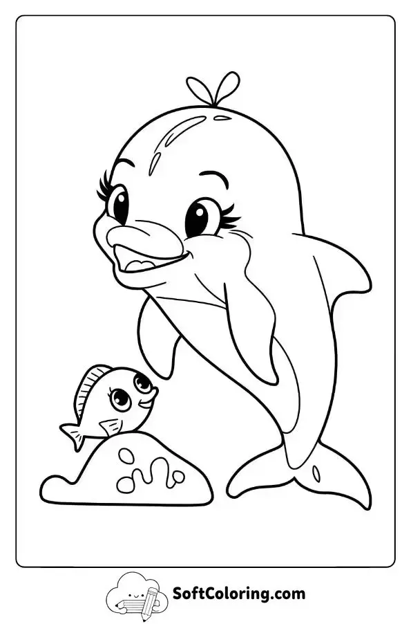 Baby Dolphin Playing Peek-A-Boo With Fish