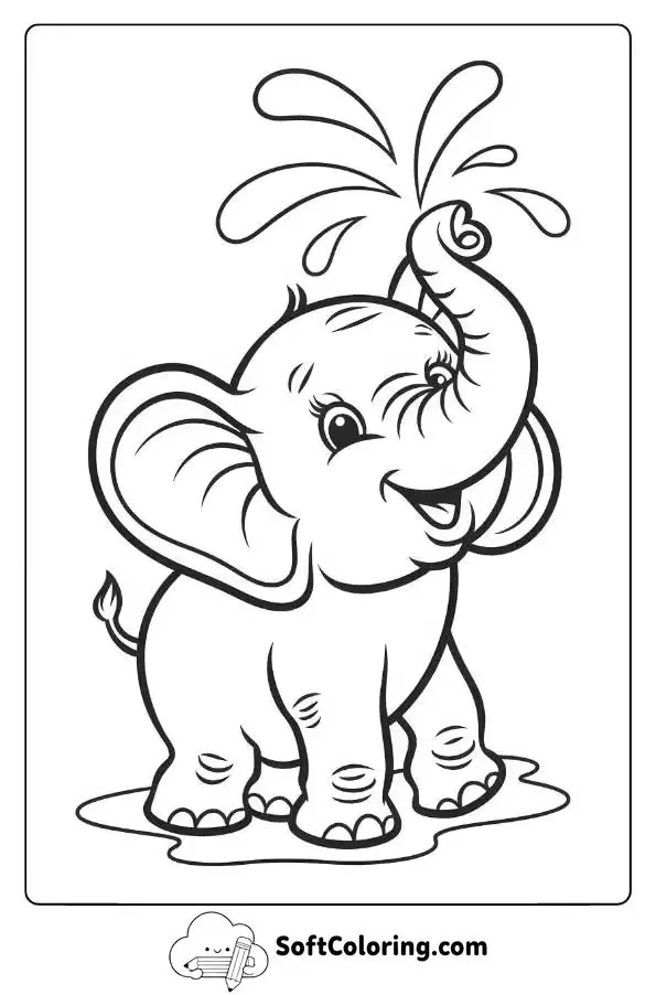 Baby Elephant Splashing Water