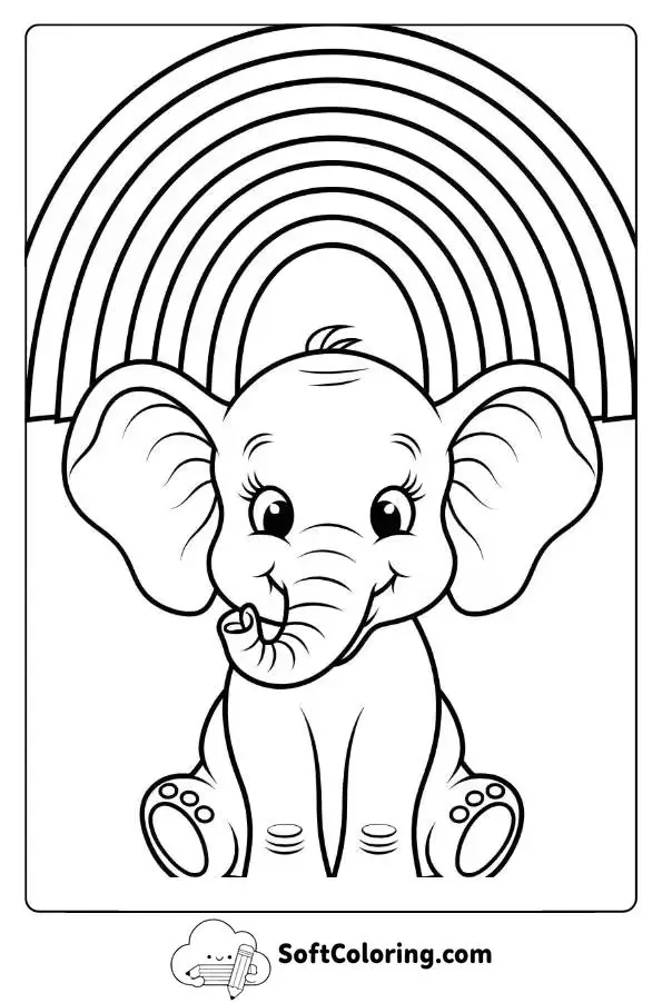 Baby Elephant Under A Rainbow