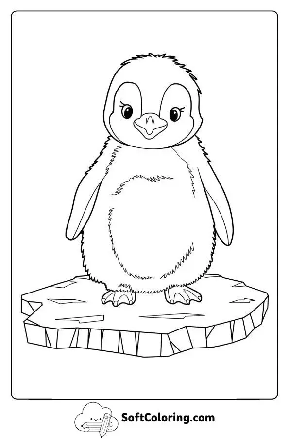 Baby Emperor Penguin Standing On Ice