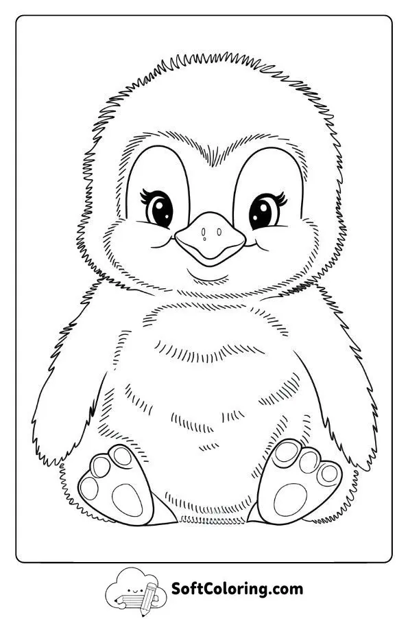 Baby Emperor Penguin With Fluffy Feathers