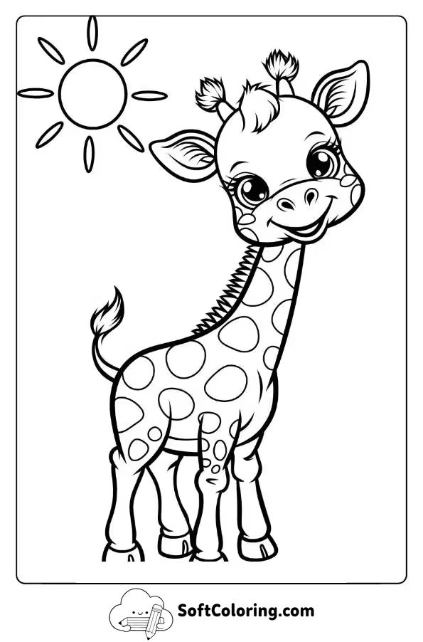 Baby Giraffe Enjoying a Sunny Day