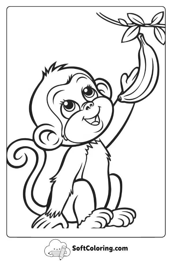 Baby Monkey Reaching for a Banana