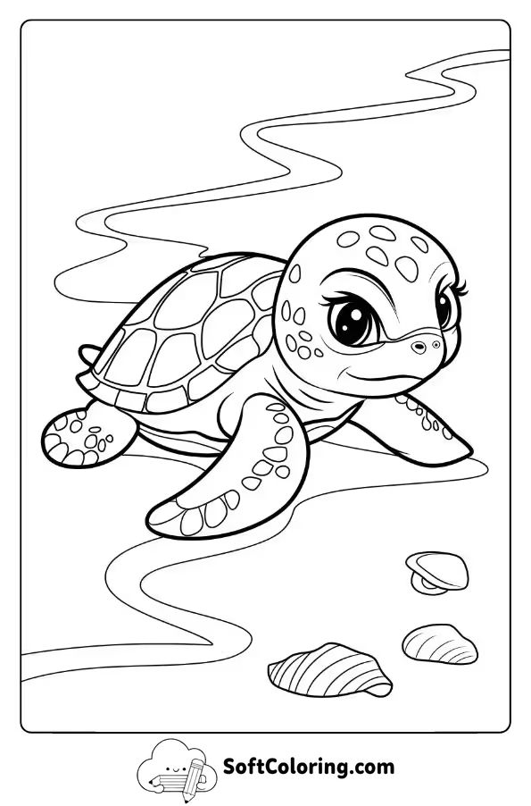 Baby Sea Turtle on a Sandy Beach