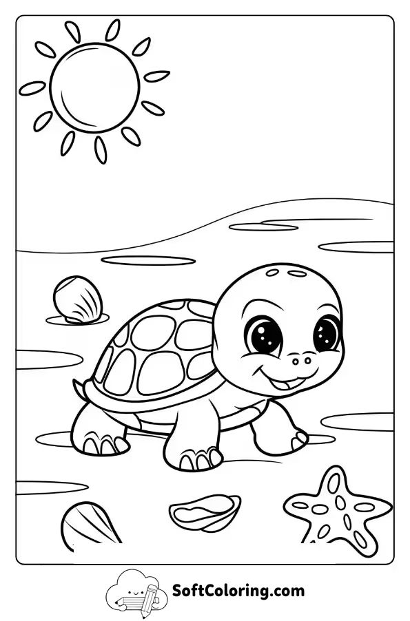 Baby Turtle on a Sunny Shore