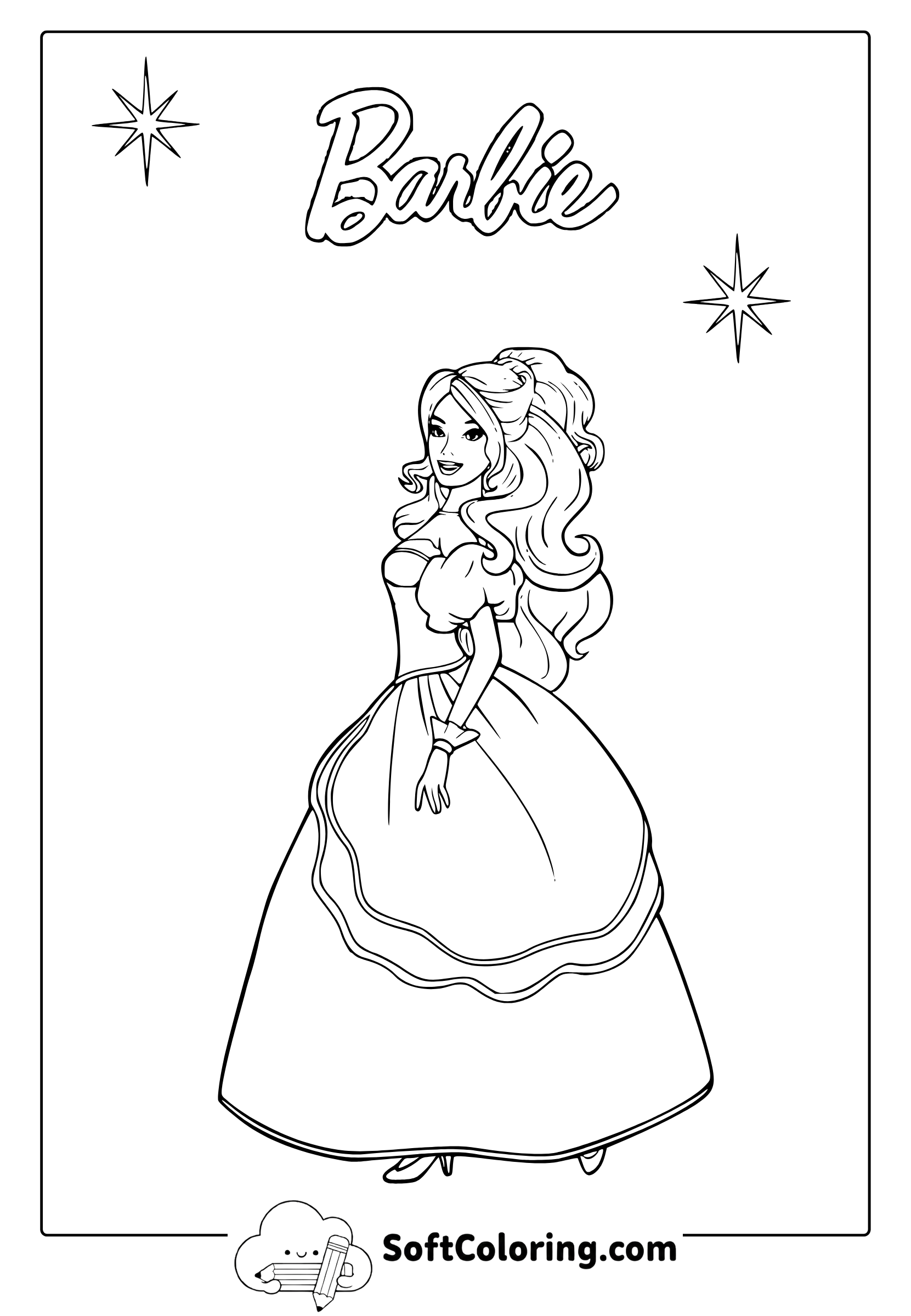 Barbie princess coloring page