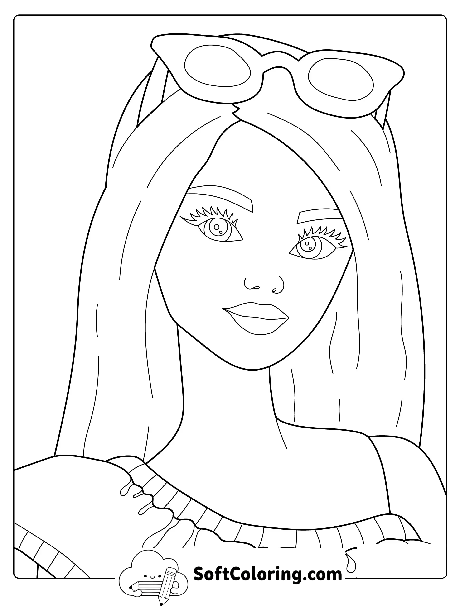 Barbie with Sunglasses Coloring Page