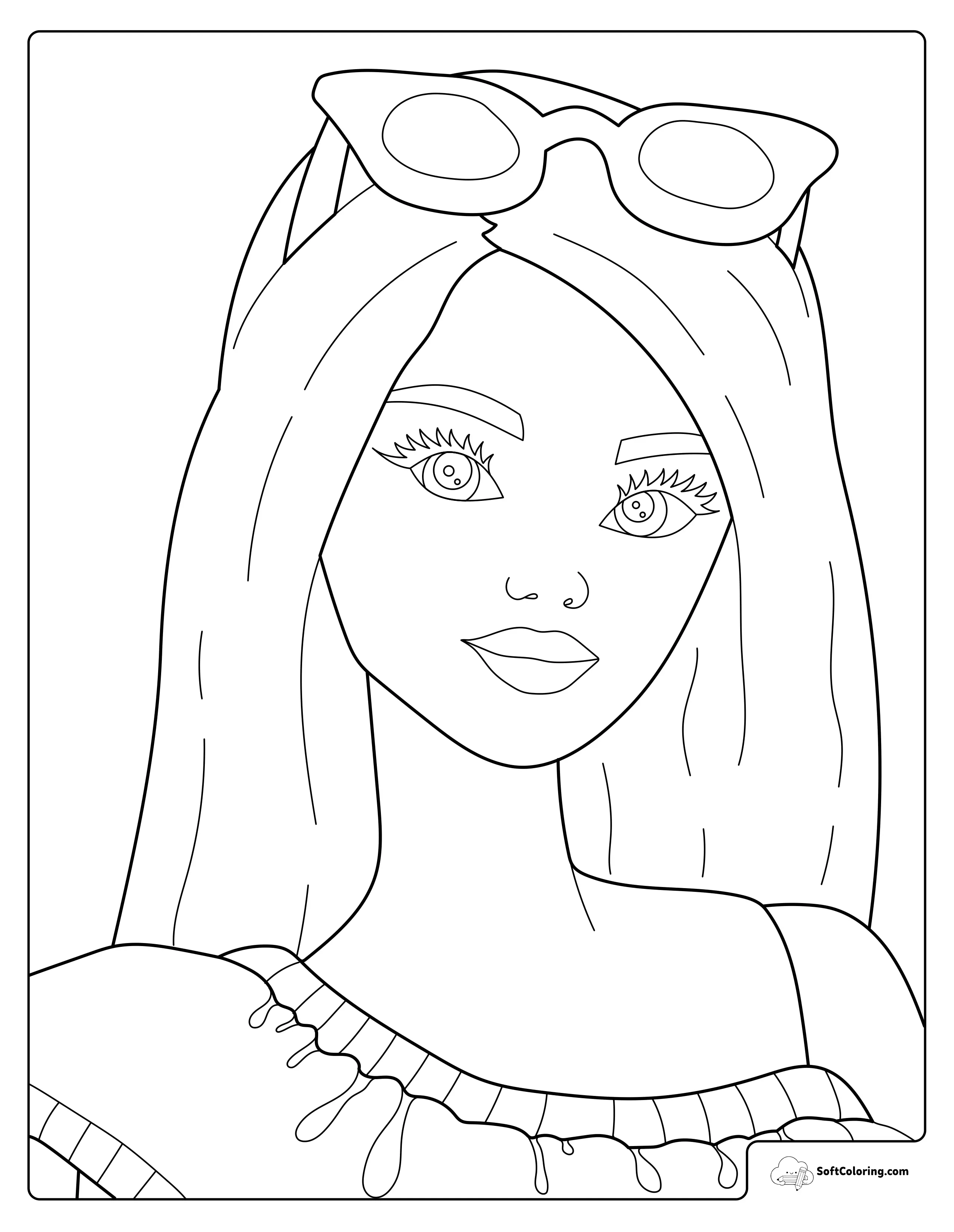 Barbie With Sunglasses Coloring Page