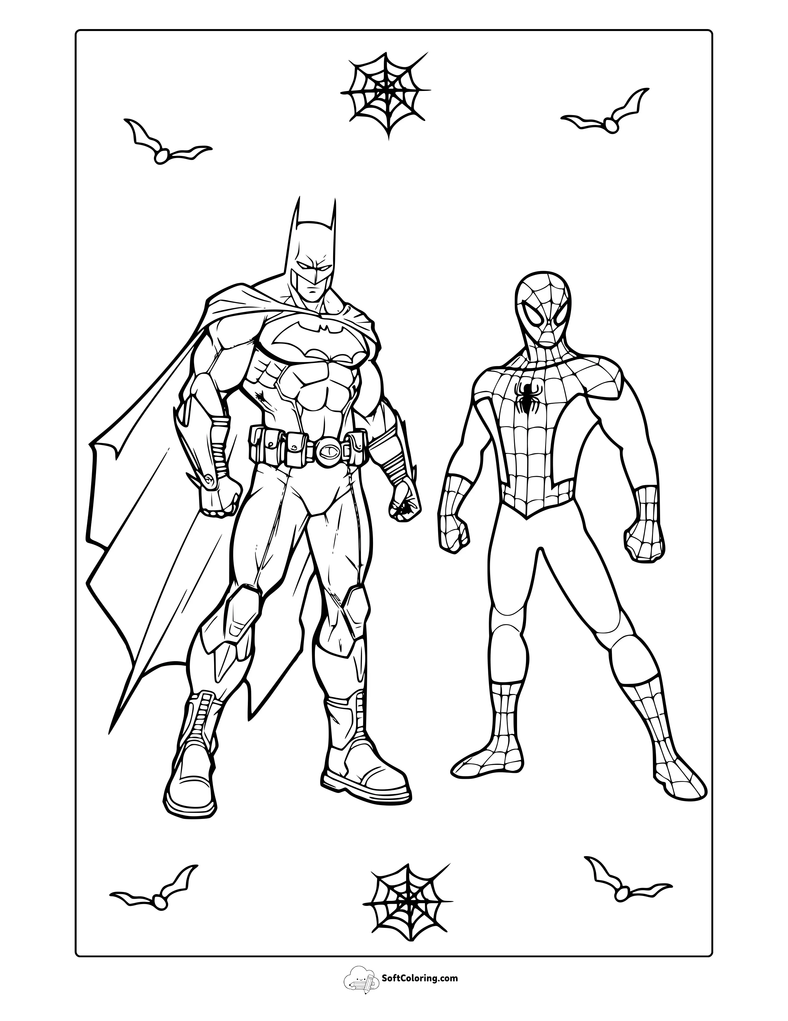Batman And Spider-Man Coloring Page